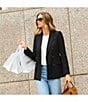 Antonio Melani Coordinating Riviera Ponte Twill Notch Lapel Long Sleeve Button Front Long Line Blazer, Color:Black - Image 8
