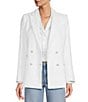 Color:White - Image 1 - Riviera Tweed Notch Lapel Long Sleeve Blazer Jacket