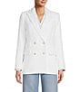Color:White - Image 4 - Riviera Tweed Notch Lapel Long Sleeve Blazer Jacket