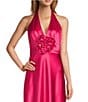 Antonio Melani Rosalea Rosette Satin Halter Dress, Color:Raspberry - Image 3