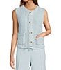 Antonio Melani Round Neck Sleeveless Button Front Cardigan, Color:Arctic - Image 1