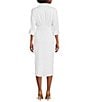 Color:White - Image 2 - Roxanne Point Collar Long Sleeve Ruched Tie Waist Button Front Shirt Dress