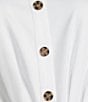 Color:White - Image 3 - Roxanne Point Collar Long Sleeve Ruched Tie Waist Button Front Shirt Dress