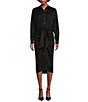 Color:Black - Image 3 - Roxanne Point Collar Long Sleeve Ruched Tie Waist Button Front Shirt Dress