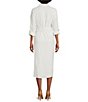 Color:White/Mist - Image 2 - Roxanne Long Sleeve Point Collar Button Front Linen Dress