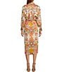 Color:Pink Scarf - Image 2 - Roxanne Paisley Long Sleeve Dress