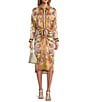Antonio Melani Roxanne Paisley Long Sleeve Dress, Color:Pink Scarf - Image 1