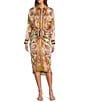 Antonio Melani Roxanne Paisley Long Sleeve Midi Dress, Color:Pink Scarf - Image 1