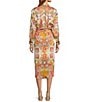 Antonio Melani Roxanne Paisley Long Sleeve Midi Dress, Color:Pink Scarf - Image 2