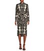 Color:Natural/Black - Image 1 - Roxanne Printed Long Sleeve Dress