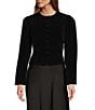 Antonio Melani Rue Velvet Button Front Puff Long Sleeve Jacket, Color:Black - Image 1