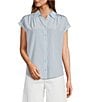Color:Mist - Image 1 - Samantha Collared Short Sleeve Button Front Blouse