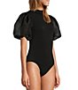 Color:Black - Image 3 - Savannah Puff Sleeve Bodysuit
