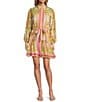 Antonio Melani Scarf Print Floral Border Print Brynn Dress, Color:Pink/Green - Image 1