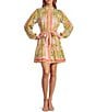 Antonio Melani Scarf Print Floral Border Print Brynn Dress, Color:Pink/Green - Image 3