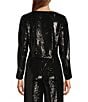 Color:Black - Image 2 - Sequin Blyss Swoop Neck Long Sleeve Coordinating Blouse