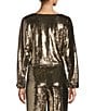 Color:Gold - Image 2 - Sequin Blyss Swoop Neck Long Sleeve Coordinating Blouse