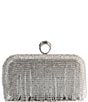 Color:Silver - Image 1 - Silver Crystal Mesh Fringe Minaudiere Clutch