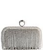 Antonio Melani Crystal Silver Mesh Fringe Minaudiere Clutch, Color:Silver - Image 1