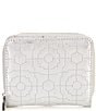 Color:Silver - Image 1 - Silver Metallic Small Quilted Zip Around Wallet