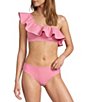 Antonio Melani Solid Bonded One Shoulder Ruffle Swim Top & Solid Mid Waist Swim Bottom - Image 1