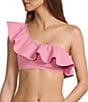 Antonio Melani Solid Bonded One Shoulder Ruffle Swim Top - Image 1