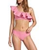 Antonio Melani Solid Bonded One Shoulder Ruffle Swim Top - Image 5