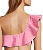Antonio Melani Solid Bonded One Shoulder Ruffle Swim Top - Image 2