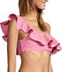 Antonio Melani Solid Bonded One Shoulder Ruffle Swim Top - Image 3