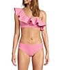 Antonio Melani Solid Bonded Rosette Strap Bralette Swim Top & Solid High Waist Swim Bottom - Image 1