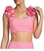 Antonio Melani Solid Bonded Rosette Strap Bralette Swim Top & Solid High Waist Swim Bottom - Image 2