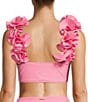 Antonio Melani Solid Bonded Rosette Strap Bralette Swim Top & Solid High Waist Swim Bottom - Image 3