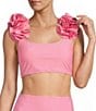 Antonio Melani Solid Bonded Rosette Strap Bralette Swim Top - Image 1