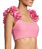 Antonio Melani Solid Bonded Rosette Strap Bralette Swim Top - Image 3