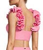 Antonio Melani Solid Bonded Rosette Strap Bralette Swim Top - Image 4