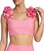 Antonio Melani Solid Bonded Rosette Strap Bralette Swim Top - Image 1