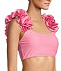 Antonio Melani Solid Bonded Rosette Strap Bralette Swim Top - Image 3