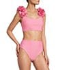 Antonio Melani Solid Bonded Rosette Strap Bralette Swim Top - Image 5