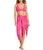 Color:Bright Pink - Image 3 - Solid Classic Tie Pareo Sarong Swimsuit Cover-Up