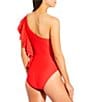 Antonio Melani Solid One Shoulder Ruffle One Piece Swimsuit, Color:Tomato - Image 2