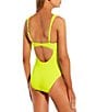 Color:Lime Green - Image 2 - Solid Ribbed V-Wire One Piece Swimsuit