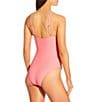 Antonio Melani Solid Rosette Deep V-Neck One Piece Swimsuit, Color:Taffy - Image 2