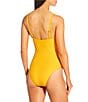 Antonio Melani Solid Rosette Deep V-Neck One Piece Swimsuit, Color:Sun - Image 2