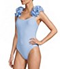 Antonio Melani Solid Rosette Strap One Piece Swimsuit - Image 1