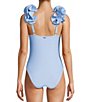 Antonio Melani Solid Rosette Strap One Piece Swimsuit - Image 2