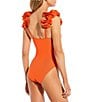 Color:Mandarin Orange - Image 2 - Solid Rosette Strap One Piece Swimsuit