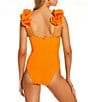 Antonio Melani Solid Rosette Strap One Piece Swimsuit - Image 2