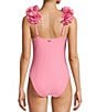 Antonio Melani Solid Rosette Strap One Piece Swimsuit - Image 2