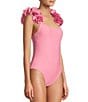 Antonio Melani Solid Rosette Strap One Piece Swimsuit - Image 3