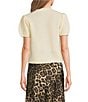 Antonio Melani Stella Short Puff Sleeve Crew Neckline Button Front Cashmere Cardigan - Image 2
